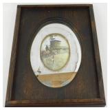 * Antique Wood Framed Mirror - 17" x 13"