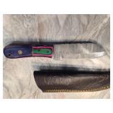 Damascus Steel Fixed Blade Knife w/ Sheath