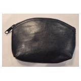 Black Leather Zippered Pouch