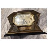 Vtg Art Deco Style Brass Mantel Clock