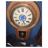 Russel and Jones Wall Clock Round Wooden Frame