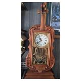 Vtg Violin-Shaped Mantle Clock