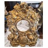 Vtg Ornate Gold-Tone Cherub Clock Case