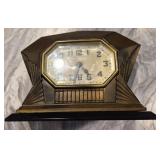 Vtg Art Deco Style Brass Mantel Clock
