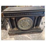 Vtg Cast Iron Architectural Mantle Clock