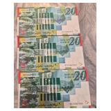 Bank Of Israel 20 New Sheqalim Banknotes