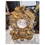 Vtg Ornate Gold-Tone Cherub Clock Case