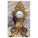 Vtg Ansonia Gilded Brass Table Clock
