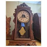 Vtg Wooden Mantle Clock