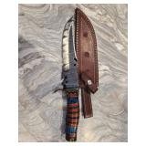 Damascus Steel Fixed Blade Knife W/ Sheath