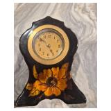 Vtg German Floral Mantel Clock