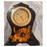 Vtg German Floral Mantel Clock