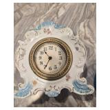 Vtg Porcelain Rococo Style Mantle Clock