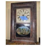 Vtg Seth Thomas  Wooden Wall Clock Military Scene