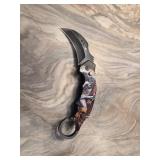 Folding Karambit Knife Skull Motif