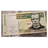 Malawi Five Kwacha Banknote 2001