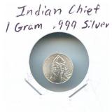 Indian Chief 1 gram .999 Silver