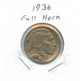 1936 Buffalo Nickel - Full Horn