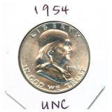 1954 Franklin Uncirculated Silver Half Dollar