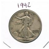 1942 Walking Liberty Silver Half Dollar