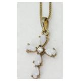 Sterling Silver, Gold Wash and Opal Cross Pendant