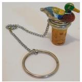 1987 Pewter Mallard Duck Bottle Stopper By Wine