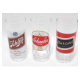 * Set of 3 Old Beer Glasses - Schaefer, Black