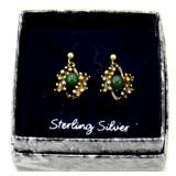 Pair of Sterling Earrings - Jade?