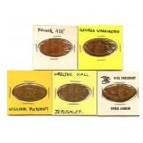 (5) Elongated Pressed Pennies: Young Abe, George