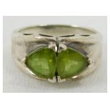 Peridot 2-Stone Sterling Ring - 6.35 grams Total
