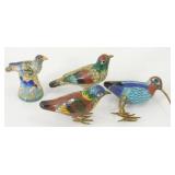 Set of 4 Vintage Metal/Enamel Birds