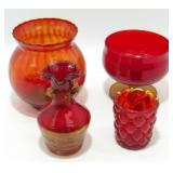 * MCM 4 Amberina Fancy Glass Items