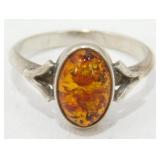 Amber Sterling Ring - 3.13 grams Total Weight,