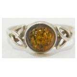 Honey Amber Sterling Ring - 2 grams Total Weight,