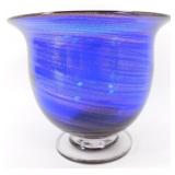 * Cobalt Blue with Gold Swirl Footed Vase -