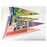 4 Vintage Packers/Badgers Pennants