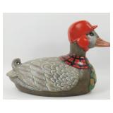 Decorative Ceramic Duck Figuring with Red Helmet