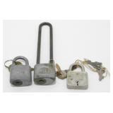 3 Vintage Locks w/ Keys - 2 Corbin, 1 Master