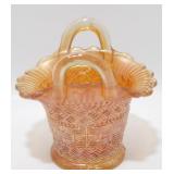 * Nice Antique Carnival Glass Patterned Basket