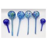 ** Blue and White Speckled Hand-Blown Bulb