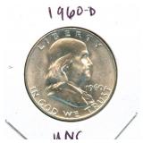 1960-D Franklin Uncirculated Silver Half Dollar