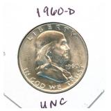 1960-D Franklin Uncirculated Silver Half Dollar