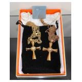 (2) Steel By Design Cross Necklaces Signed 24"