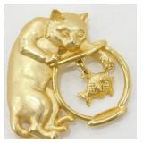 JJ Cat Fish Bowl Brooch Pin