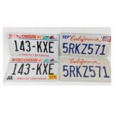 Wisconsin and California Plates