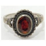 Garnet Filigree Sterling Ring - 3.60 grams Total