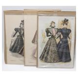3 Antique Fashion Plates from "The Delineator" -