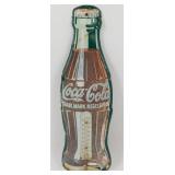 * Vintage Coca Cola Bottle Metal Thermometer