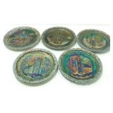 * Handmade Fenton Christmas Plates - Group of 5