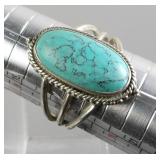 Sterling Silver Turquoise 3-Band Ring - 7.11